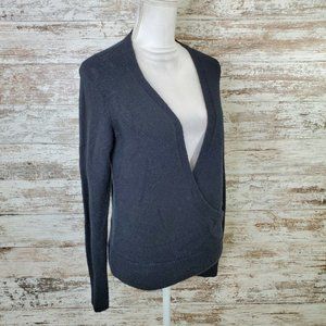 Madewell Heather Black Wrap-Front Long Sleeve Pullover Sweater Size XS
